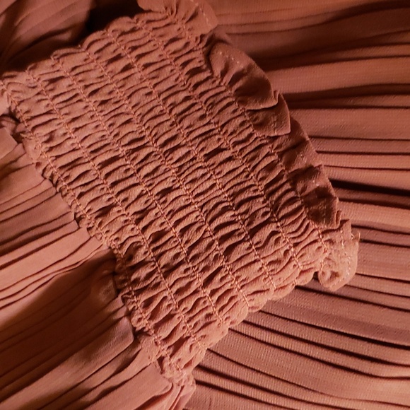 Girl Soul Pleated Midi Long Sleeve Rust Color Dress - Picture 3 of 5